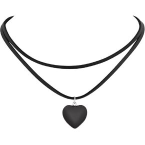 Sacina Layered Black Heart Choker Necklace, Heart Necklace for Women, Black Choker, Gothic Necklace, Y2k Necklaces, Valentine Gift, Christmas Jewelry Gift For Women