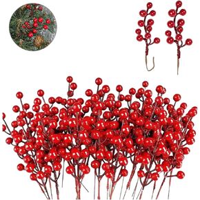 28 Pack Artificial Berry Stems Fall Floral Picks 6.5 Inch Small Orange Berry Branches for Autumn Thanksgiving Christmas Tree Decorations (Orange)