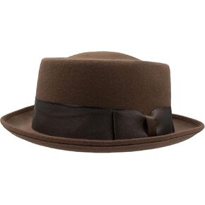 Adult Pork Pie Porkpie Top Hat Felt Casual Boater Gangster Cap Costume Accessory
