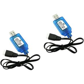 2PCS 7.4V LiPo Battery USB Balance Charger Cable with XH-3P Connector Water Ball Gun RC Car Boat Rock Crawler FPV Drone Quadcopter Vehicles,Race Car Toy Charging Cord