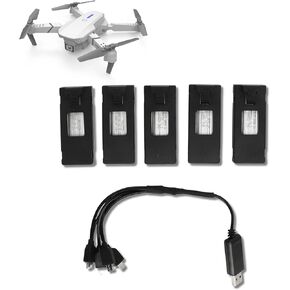 RC Drone Battery and Charging Cable Set, 3.7V 1800mAh RC Drones Lithium Battery, UAV Replacement Battery Drone Accessories for E88 E88PRO E525 PRO RC Drone