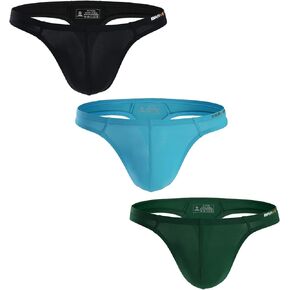 BRAVE PERSON Sexy Contracted Thong Shapewear G-string For Men Pure Color Underwear B1143 (M, Black/Green/Sky blue)