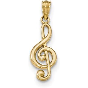 Solid 14k Yellow Gold Treble Clef Pendant Charm