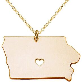 Meiligo 18K Gold Silver Country Map Charm Pendant Iowa State Map Necklace Jewelry