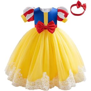 HOIZOSG Baby Girls Christening Dress Kids Birthday Wedding Party Prom Embroidered Lace Baptism Bowknot Tutu Gown w/Headwear