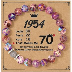 MIXJOY 50th 60th 70th Birthday Bracelet for Grandma Mom Aunt Sister Friends, Turning Happy Bday Moonstone Gift Idea for Women