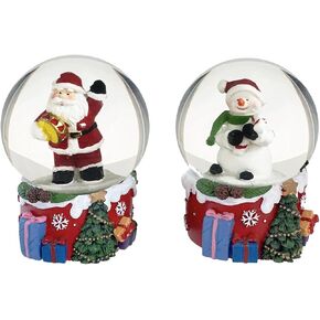 S/2 Christmas Snow Globe, Santa Claus and Snowman Snowglobes Figurines, Snow Globes，Santa Snow Globe，Christmas Snow Globes