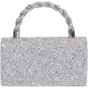 MakeMeChic Women's Evening Bags Glitter Top Handle Single Strap Clutch Handbag Mini Shoulder Bags