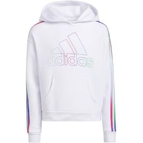 adidas Girls' Multicolor 3-Stripes Fleece Pullover Hoodie