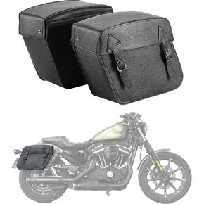 KEMIMOTO Motorcycle Saddlebags with Tail lights Moving Backwards 32L Leather Saddle Bags Motorcycles Compatible with Sportster 883 Motorcycle Storage Travle Bags
