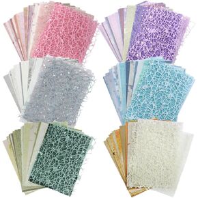 156 Sheets Scrapbook Paper Textured Paper Assorted Set, FineGood Decorative Mesh Fabric Paper for Card Making Scrapbooking Journaling Supplies