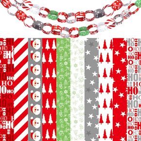 MIAHART 600Pcs Merry Christmas Paper Chains Festive Craft Paper Links for Festive Party Decorations