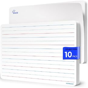 SCRIBBLEDO Small Lined White Board Sheets for Students 9"x12" Dry Erase Board Sheets with Lines Ruled Writing Whiteboard Sheets Homeschool Supplies Teacher Classroom Pack of 10