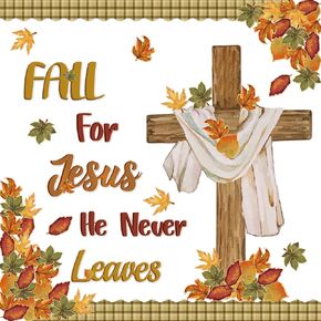 102Pcs Fall for Jesus He Never Leaves Christian Bulletin Board Decoration Autumn Watercolor Cross Maple Leaves Thanksgiving Cutout Name Tags Religious Wall Decor for Classroom Preschool Chalkboard