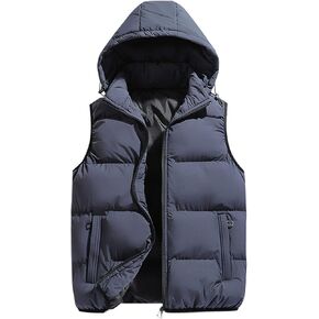 SEAUR Mens Puffer Vest Warm Down Zipper Lightweight Waterproof Sleeveless Coat Jackets with Pockets Hooded