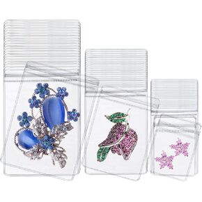 Kingrol 300 Pieces Clear Jewelry Bags, Small Plastic Storage Bags With Zipper for Pill, Beads, Screws, Small Business Packaging, Resealable, 2 x 2.8 Inch, 2.8 x 4 Inch, 3.5 x 5 Inch