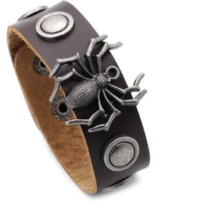 Mens and Womens Punk Rock Spider Leather Bracelet Adjustable Snap Cuff Bracelet