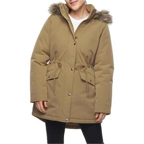 Rokka&Rolla Women's Winter Coat Mini Fur Lined Thicken Parka with Removable Faux-Fur Hood Trim