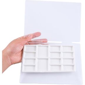 14 Wells Ceramic Artist Paint Palette, Travel Watercolor Palette with Lid - Compact and Durable Wet Palette for Travel and On-site Sketching and Painting