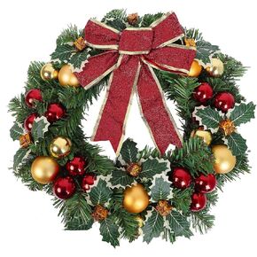 Heflashor Fall Door Wreaths with Lights, 24 inch Large Farmhouse Pumpkin Wreath with Bow for Autumn Wreaths for Front Door Outside Table Centerpiece Thanksgiving Harvest Decor