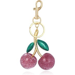 SONGCHANGJEWELRY Cherry Bag Charm Keychain - Gold Plated Cherry Accessory - Quality Purse Keys Charm Gifts for Women