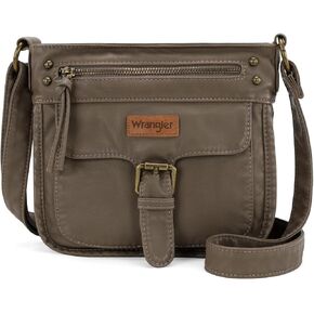 Wrangler Crossbody Bag for Women Soft Washed Leather Multi Pocket Shoulder Purses