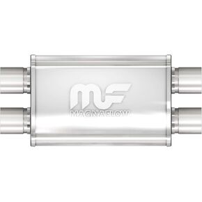 MagnaFlow Performance Exhaust Muffler 11379: 2.5"/2.5" Inlet/Outlet, 4x9x11" Oval, Stainless Steel, Satin Finish
