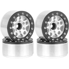 4PCS 1.55 Inch Aluminum Alloy Metal 5Spoke Beadlock Wheel Rim Hubs Replacement Accessory for AX90069 D90 TF2 CC01 Tamiya 1/10 RC Crawler Car Upgrade Parts (Black Blue)
