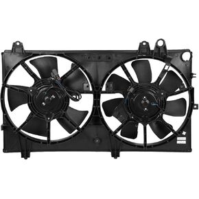 DNA MOTORING OEM-RF-0215 Factory Style Radiator Cooling Fan Assembly Cooling Efficiency Improved Direct Replacement [Compatible with 04-08 Mazda RX-8] Black