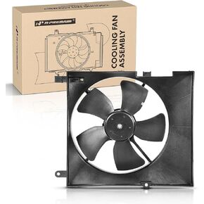 A-Premium Engine Radiator Cooling Fan Assembly Compatible with Select Chevrolet & Pontiac Models - Aveo 2005-2008, Aveo5 2006-2008, Wave 2005-2008, Wave5 2005-2007 - with Air Conditioning