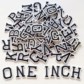 1.3 inch Iron on Letter Patches 78 Pieces, A-Z Embroidered Alphabet Patches for Clothing Jackets Hats Backpacks Jeans Black