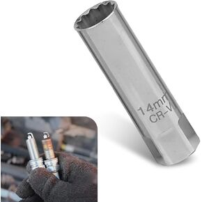 1 PC Automotive Spark Plug Socket Wrench, 3/8" Drive 12 Point 14mm Spark Plug Ultra-thin Disassembly Tool, Steel Durable Spark Plug Tool, Universal for Cars Repair Accessories (Silver)