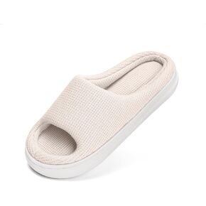 SOULROSE Slippers for Women Memory Foam House Bedroom Platfoam Slipper Slides Cloud Lightweight Comfy Waffle Womens Slippers Cozy Open Toe Indoor Outdoor Slide Shoes