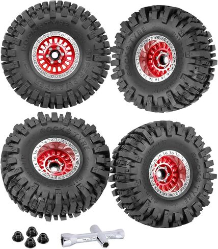 Rc 1.9 Inch Wheel Rims & Tires Wheels for 1/10 RC Crawler Car SCX10 SCX10 II 90046 SCX10 III TRX4 TRX6 D90 VS4-10 Gen8 MST CFX,Aluminum RC 1.9 Beadlock Tires Wheel,Titanium in Saudi Arabia