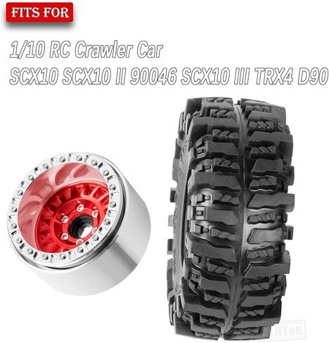 Rc 1.9 Inch Wheel Rims & Tires Wheels for 1/10 RC Crawler Car SCX10 SCX10 II 90046 SCX10 III TRX4 TRX6 D90 VS4-10 Gen8 MST CFX,Aluminum RC 1.9 Beadlock Tires Wheel,Titanium in Saudi Arabia