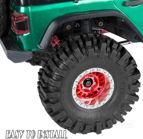 Rc 1.9 Inch Wheel Rims & Tires Wheels for 1/10 RC Crawler Car SCX10 SCX10 II 90046 SCX10 III TRX4 TRX6 D90 VS4-10 Gen8 MST CFX,Aluminum RC 1.9 Beadlock Tires Wheel,Titanium in Saudi Arabia