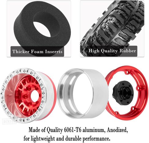 Rc 1.9 Inch Wheel Rims & Tires Wheels for 1/10 RC Crawler Car SCX10 SCX10 II 90046 SCX10 III TRX4 TRX6 D90 VS4-10 Gen8 MST CFX,Aluminum RC 1.9 Beadlock Tires Wheel,Titanium in Saudi Arabia