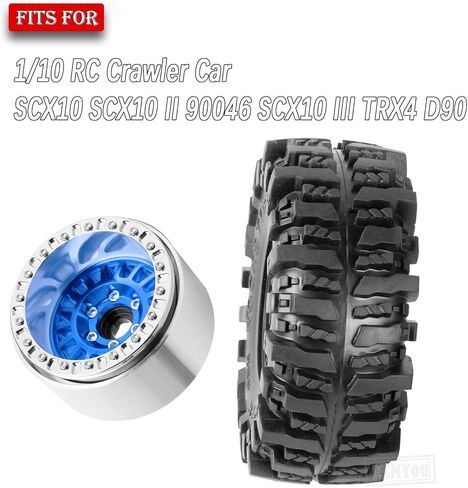 Rc 1.9 Inch Wheel Rims & Tires Wheels for 1/10 RC Crawler Car SCX10 SCX10 II 90046 SCX10 III TRX4 TRX6 D90 VS4-10 Gen8 MST CFX,Aluminum RC 1.9 Beadlock Tires Wheel,Titanium in Saudi Arabia