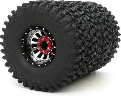 HOBBYSOUL RC 1.9 Tires Height 4.72'' Tyres & Aluminium 1.9 Beadlock Wheels Adjustable 4 Negative Offsets Black Rims For 1:10 Mud Crawler TRX4 SCX10 Gen8,(4-Pack) in Kuwait