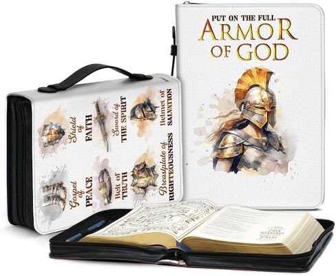 Leather Bible Cover for Men - Personalized Bible Case for Men, Bible Study Supplies, Christian Gifts for Men & Women (B - Armor of God, XL) in Kuwait