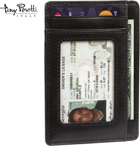 محافظ جلدية إيطالية للرجال من Tony Perotti - محفظة RFID رفيعة للغاية للرجال - محفظة نحيفة للرجال مع نافذة لبطاقة الهوية - محفظة جلدية مدبوغة بالكامل صديقة للبيئة مصنوعة في إيطاليا in Kuwait