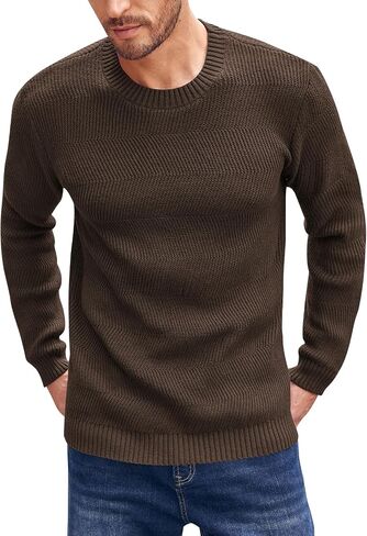Beotyshow Men's Long Sleeve Crew Neck Casual Textured Sweaters Heavyweight Pullover Jumper in Saudi Arabia