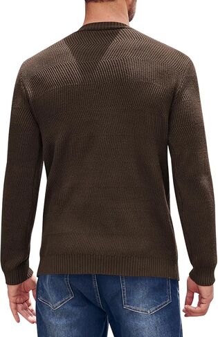 Beotyshow Men's Long Sleeve Crew Neck Casual Textured Sweaters Heavyweight Pullover Jumper in Saudi Arabia