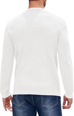 كنزة صوفية رجالية بأكمام طويلة ورقبة دائرية من Beotyshow كاجوال ذات ملمس ثقيل الوزن in Kuwait