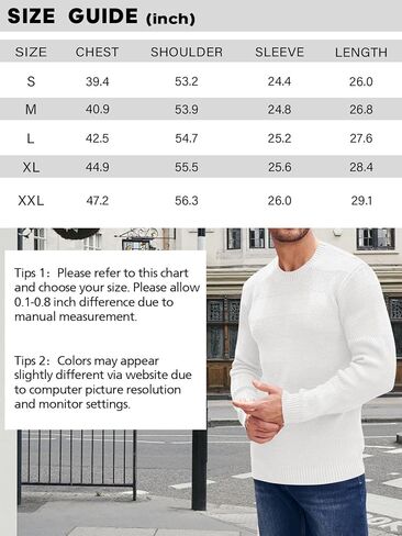 كنزة صوفية رجالية بأكمام طويلة ورقبة دائرية من Beotyshow كاجوال ذات ملمس ثقيل الوزن in Kuwait