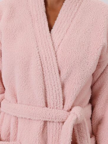 cheibear Womens Fluffy Fleece Robe Long Sleeve Thick Plush Self Tie Long Bathrobe for After Shower Spa Bath Suana in Saudi Arabia