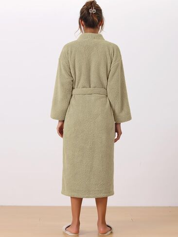 cheibear Womens Fluffy Fleece Robe Long Sleeve Thick Plush Self Tie Long Bathrobe for After Shower Spa Bath Suana in Saudi Arabia