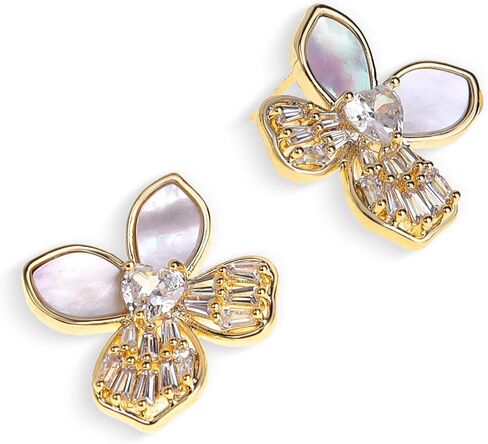 JeanBeau Gold Statement Stud Earrings for Women, Trendy Geometric Saturn Flower Clover Rhinestone CZ Hypoallergenic Earing Valentine Jewelry Gift in Saudi Arabia