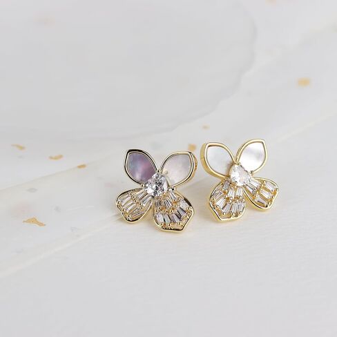 JeanBeau Gold Statement Stud Earrings for Women, Trendy Geometric Saturn Flower Clover Rhinestone CZ Hypoallergenic Earing Valentine Jewelry Gift in Saudi Arabia