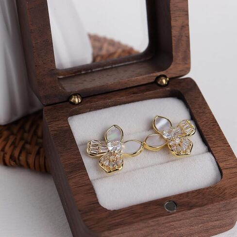 JeanBeau Gold Statement Stud Earrings for Women, Trendy Geometric Saturn Flower Clover Rhinestone CZ Hypoallergenic Earing Valentine Jewelry Gift in Saudi Arabia
